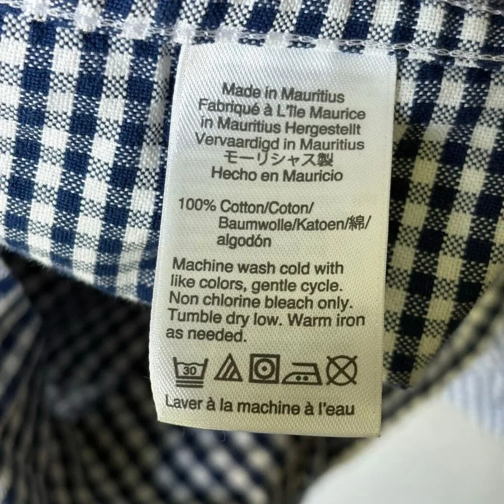 J.Crew Mens Classic Fit Flex Navy Gingham Button Down Shirt Size L Heritage